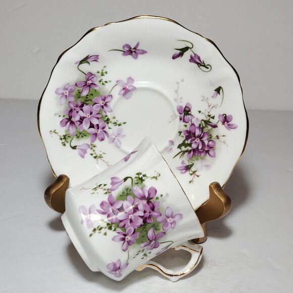 Hammersley Teacup and Saucer Victorian Violets Purple Vintage - Picture 4 of 8